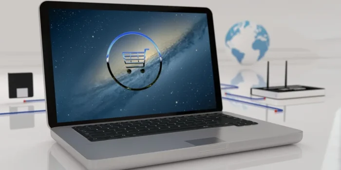 Terminal de paiement moderne intégré en magasin avec synchronisation de données de stocks
